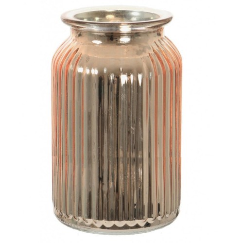 Rose gold ribbed vase - jar, home