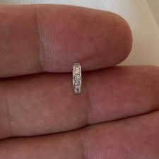 Genuine 9ct White Gold CZ Half Set Cartilage Body Piercing Hoop Earring 0.3 Gram