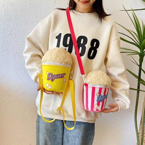 Vintage plush popcorn satchel - popcorn,