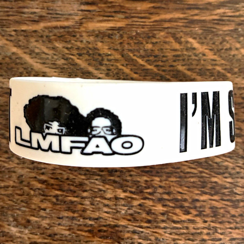 Lmfao white rubber wristband - white,