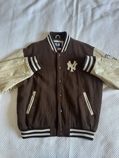 Men’s New York Yankees Varsity Jacket Brown & Cream Size XL