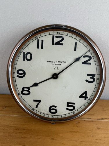 Copper train station clock - train,