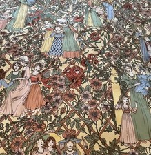 Jonelle 1973 ‘Sugar & Spice’ Custard , Raspberry , Blue & Green Cotton 60x50cm