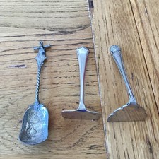2 x Vintage EPNS silver plated food pusher + Dutch sugar spoon