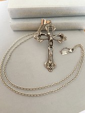 Huge TGF  Great Frog Patterson Riley 925  Silver chain & Skeleton Cross + Pouch