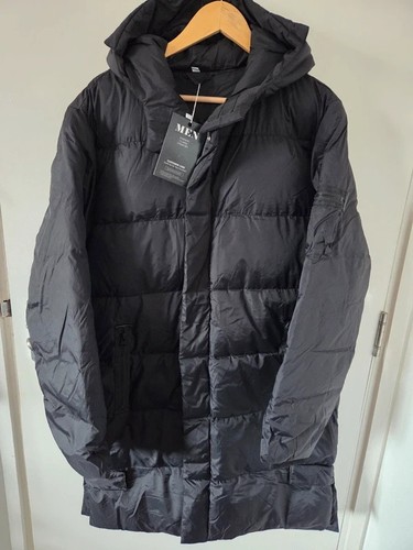 Mens black longline puffer - black,