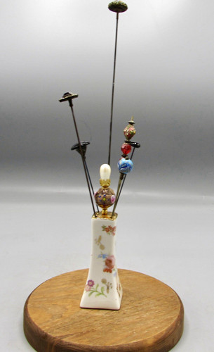Floral porcelain hatpin holder - floral,