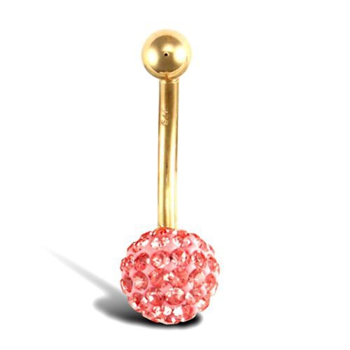 9ct yellow gold crystal belly - gold,