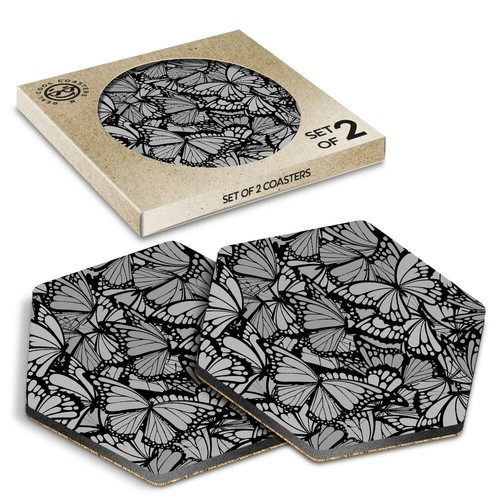 Hexagon coasters bw - hexagon,
