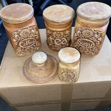 Quantock Design Somerset Stoneware Pottery Tea Coffee Sugar Storage Jars X 4
