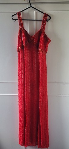 Vintage red beaded - , evening