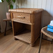 Vintage Wicker Bedside Table