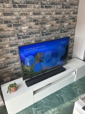 Beautiful White Glass Tv Unit 200 Cm Wide VGC Only Selling Due To House Move