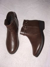Peacocks - Brown, Ankle Boots - Full zip, 2.5cm Block Heel - Womens UK 5 Girls