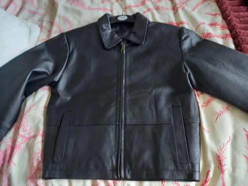 Boys black leather jacket - black,