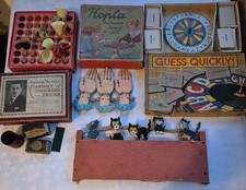 ​Antique/Vintage Parlor Games Lot: Ernest Sewell Magic, Guess Quickly, Cat Game