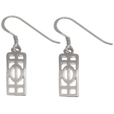 Sterling silver Charles Rennie Mackintosh drop earrings in gift presentation box