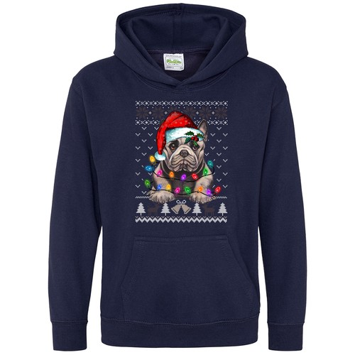 Christmas french bulldog kids - bulldog,