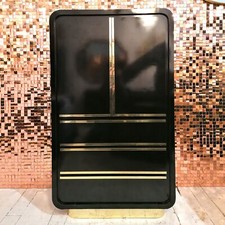 Vintage Deco Revival 1980s American Black & Gold Tallboy / Armoire /  Dresser