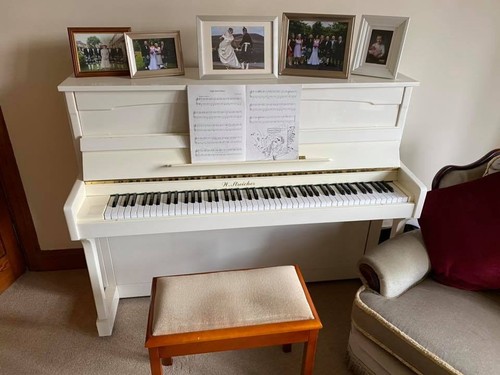 Piano upright off white 3 - piano,, white,