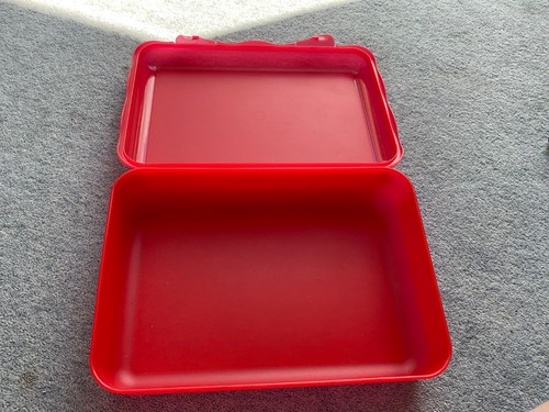 Red plastic storage box - red,