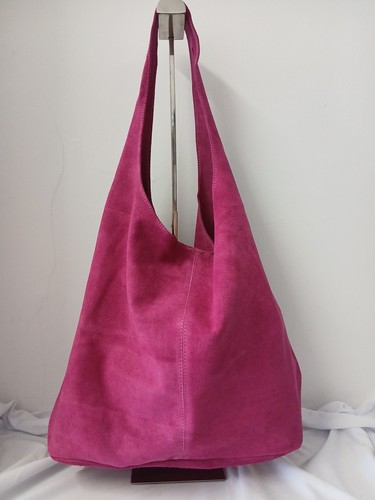 Pink suede hobo slouch boho - suede,