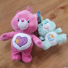 Two Care Bears Blue Pink Small