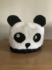 Comedy Hand Knitted Panda Hat With Ears Child Age 4+