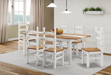 Corona Dining Table 6 Chairs Large Extending Pine White Wax Mercers Furniture