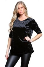 Women ¾ Sleeve Velvet Scoop