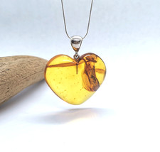 Amber Pendant For Women Heart