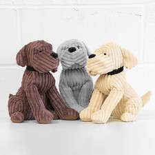 Large 28cm Heavy 1.5kg Ribbed Fabric Dog Door Stop Novelty Decorative Ornament