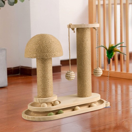 Tall cat scratching - post, cats