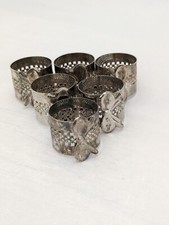 Vintage Silver Tone Metal Napkin Ring Bow Embellishment Cutout Design bundle