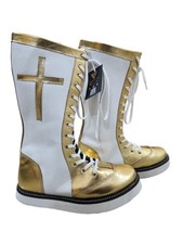 pro wrestling boots, White and