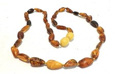 Vintage Genuine Amber Polished Knotted Beads Necklace, 50cm, 7.4g, D365
