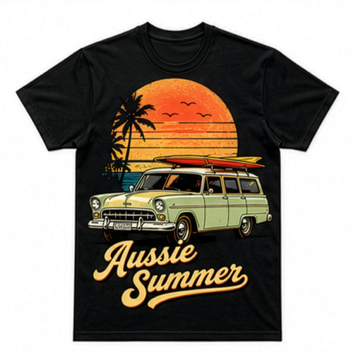 Retro aussie summer tshirt - retro,