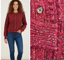 Ladies Marks Per U**Cardigan Long Sleeve Red Wool Blend Thick Knit Soft Button