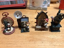 Lot of 4 Vintage Mouse Figurine Christmas Ornaments  Clock Projector