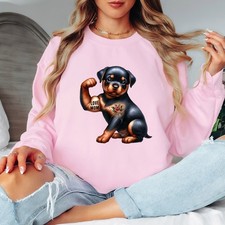 Love Mom Disco Woofie Rottweiler Dog Animal Womens Sweatshirt Puppy Jumper