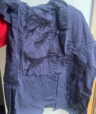 Navy Dragon Linen Blend