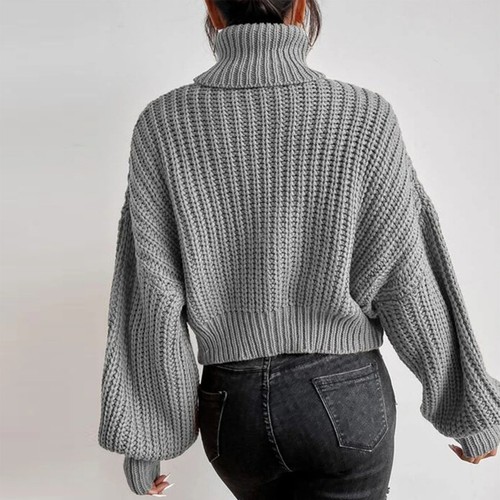 Women high collar sweater - high,