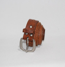 Vintage Mens Leather Belt 40" Brown Braided Woven Tooled