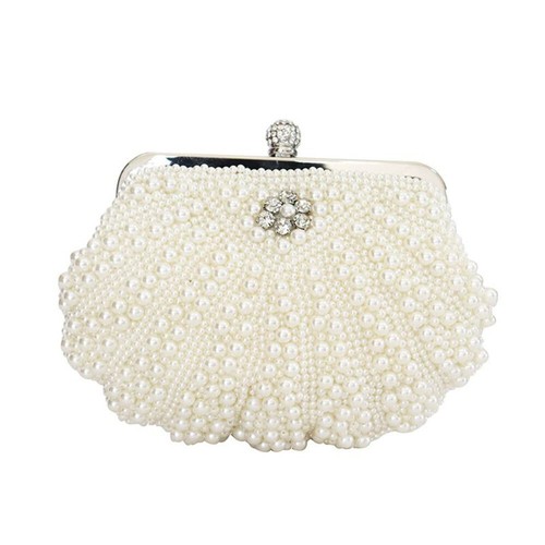 Pearl seashell jewelled - jewelled, clutch