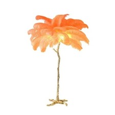 Modern Ostrich Feather LED Floor Lamp Gold Resin Stand Luxury Feathers