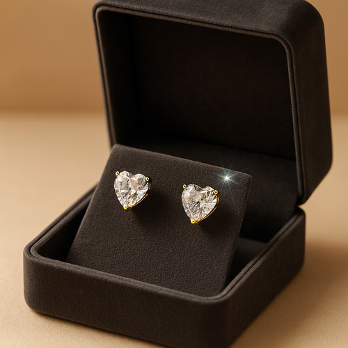 1ct heart cut earrings - heart,