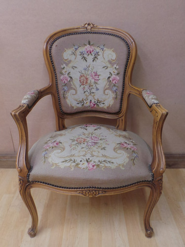 Antique french tapestry chair - french,