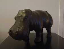 Large Hippo vintage Leather with glass eyes.