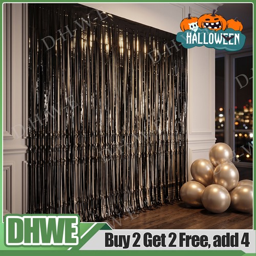 Halloween black foil fringe - halloween,