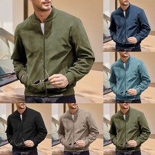 Mens Stand Collar Suede Jacket